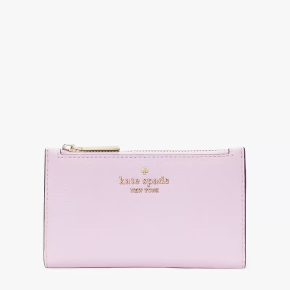 ♠️Kate Spade Leila Pebbled Leather Small Slim Bifold Wallet, Quartz Pink NWT - Picture 1 of 3